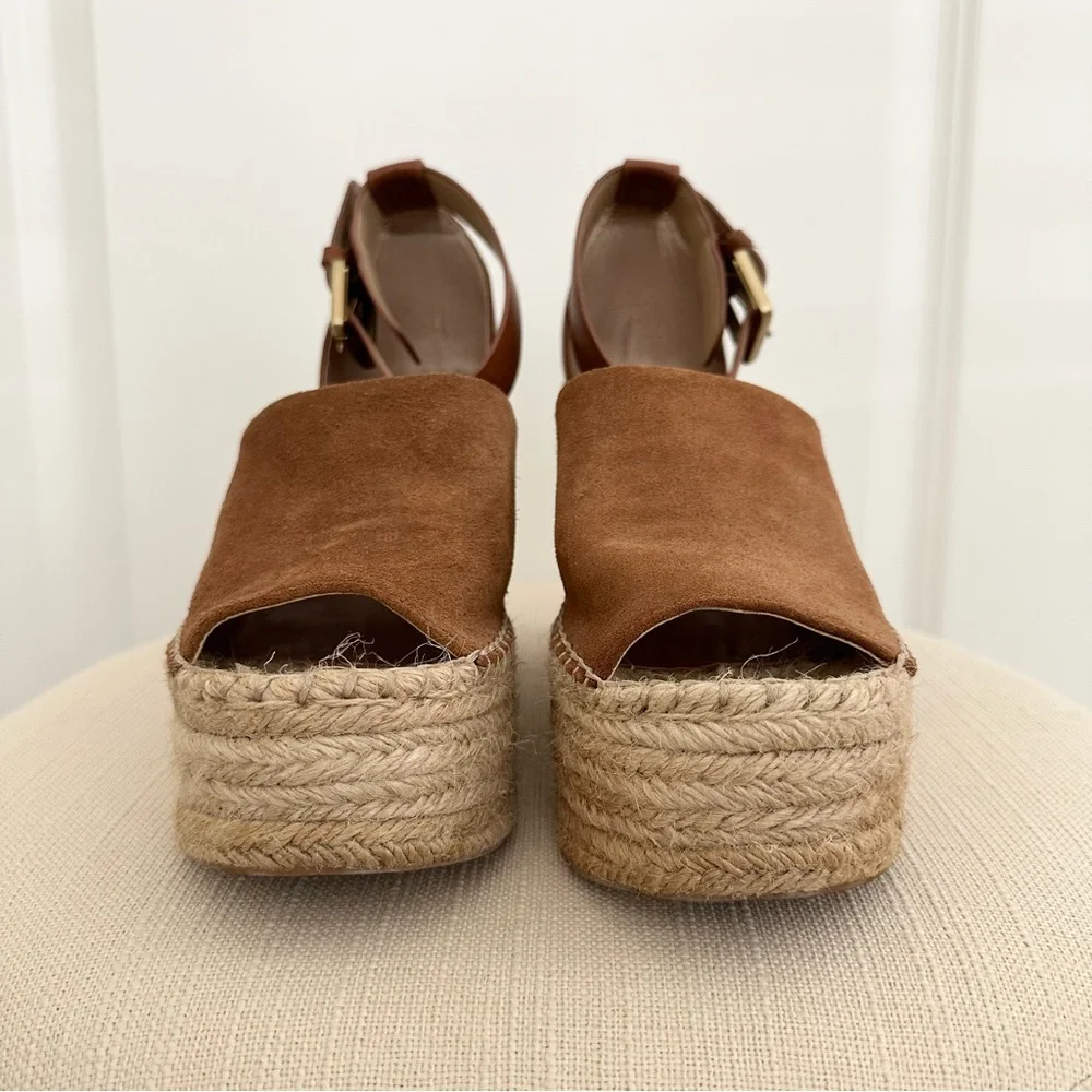 Espadrille Platform Wedge Sandals in Brown A59